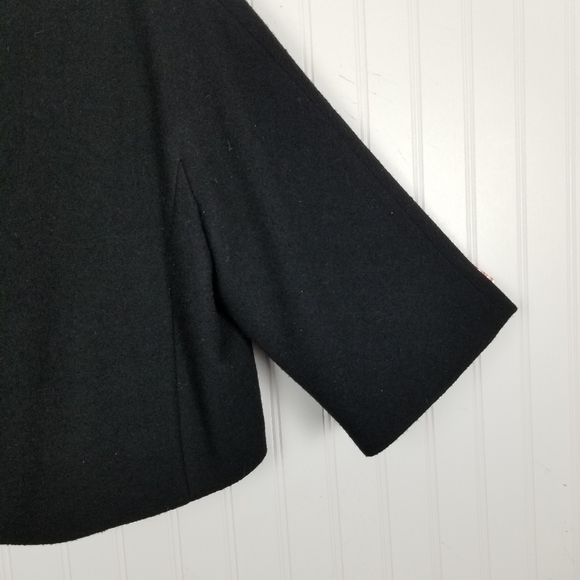 Context Wool Blend Cardigan Jacket Cropped 3/4 Sleeves 3 Button Black Blazer 16 - Picture 7 of 10